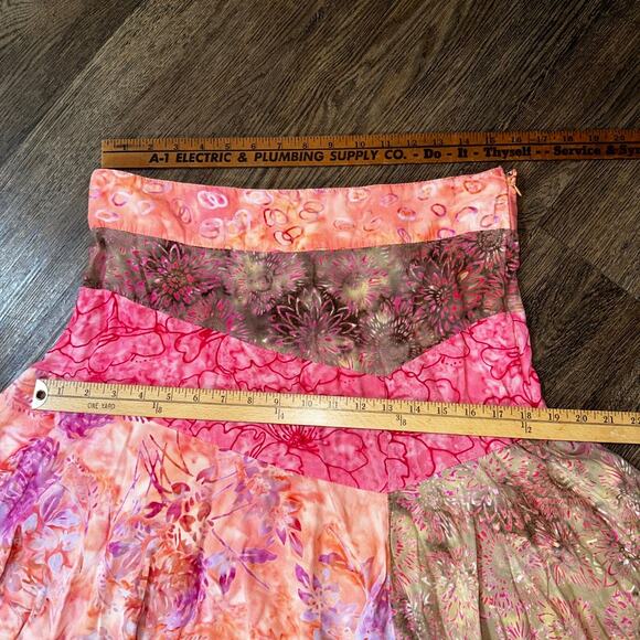 SANTIKI Indonesia Boho Batik Mixed Pattern A-Line Skirt M - Picture 3 of 5